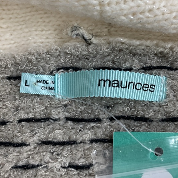 Maurice’s Cardigan Sweater Size Large Open front Creme Black Gray New NWT - Picture 6 of 14